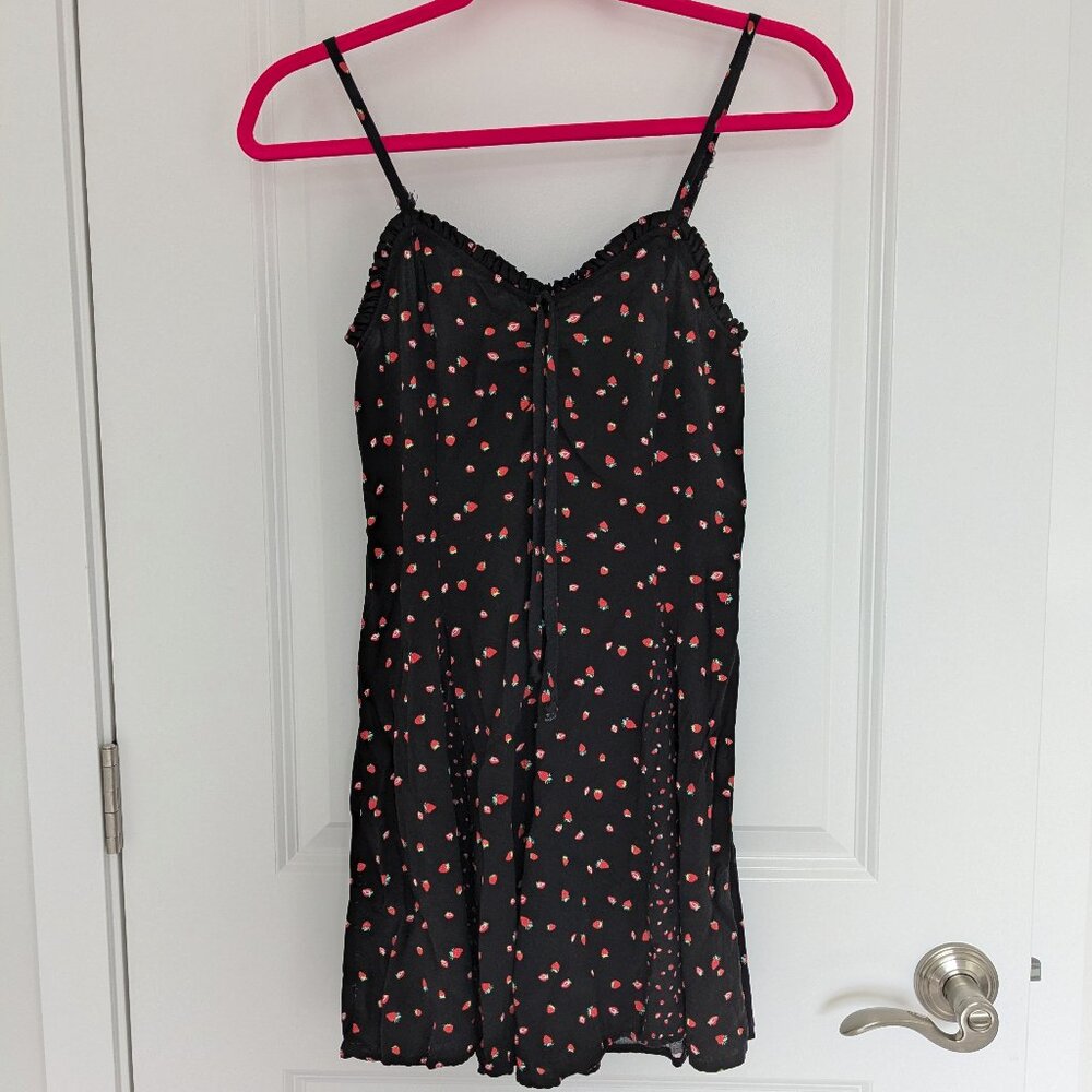 NWOT Wild Fable Black Strawberry Print Mini Dress
